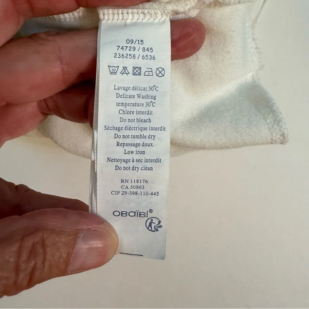 Obaibi White Velour Baby Sleeper 6M Footed One Piece unisex